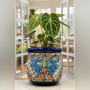 Vibrant Talavera Planter with Drainage Hole | Hand-Painted Mexican Ceramic Pot